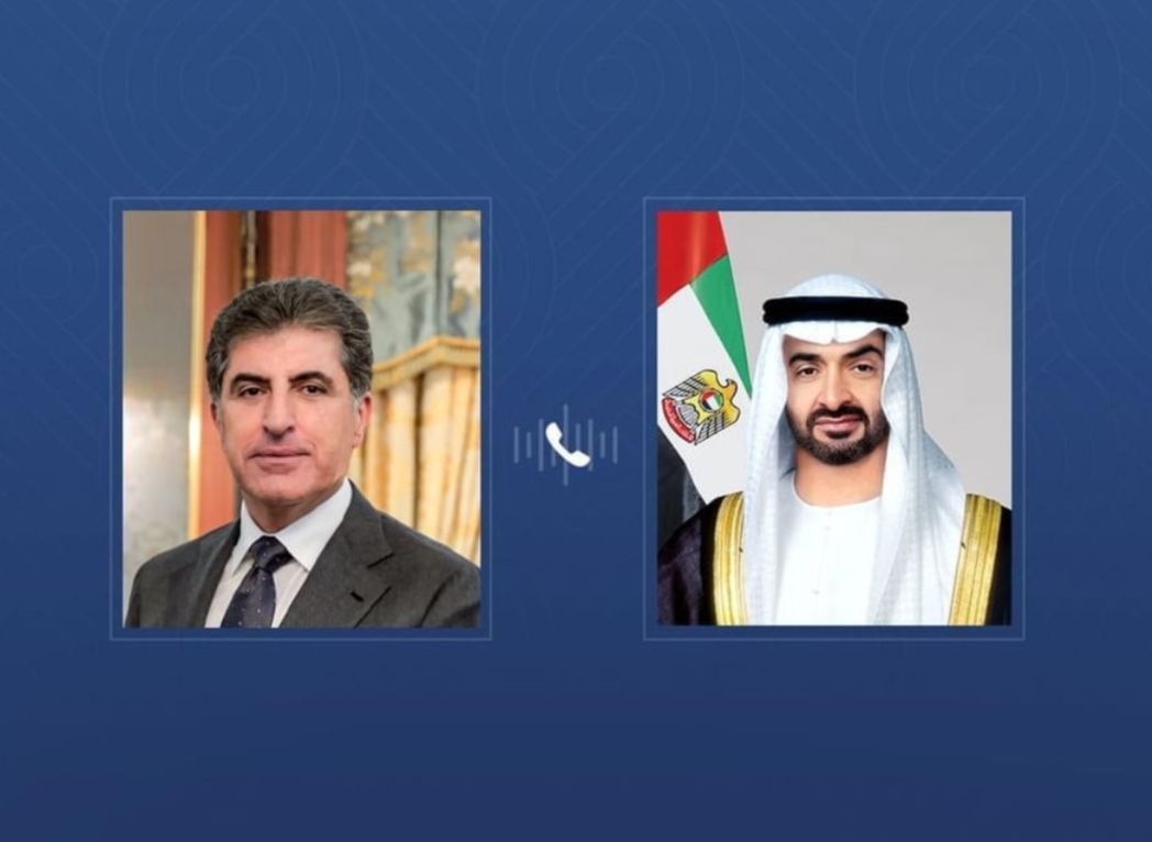 محمد بن زايد يتلقى اتصالا هاتفيا من رئيس كردستان العراق أدان خلاله الهجوم الإرهابي على قنصلية الإمارات