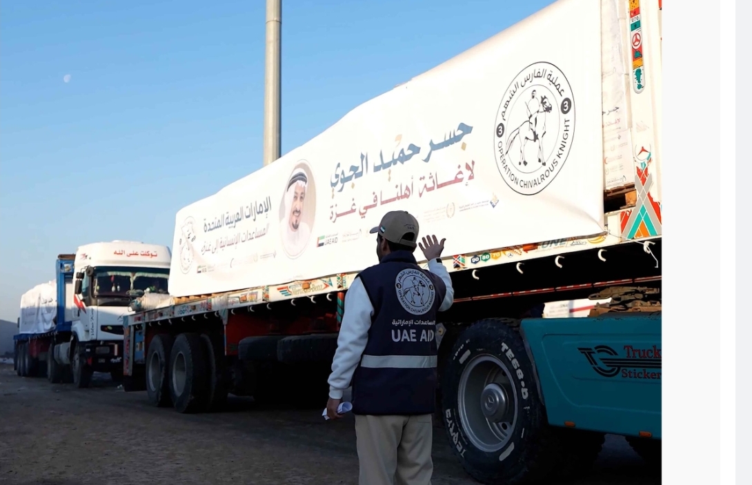 بالفيديو: وصول الإسعافات الأولية من جسر الحميد الجوي إلى غزة