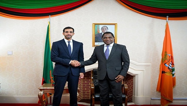 شخبوط بن نهيان يلتقي رئيسي زامبيا وموزمبيق